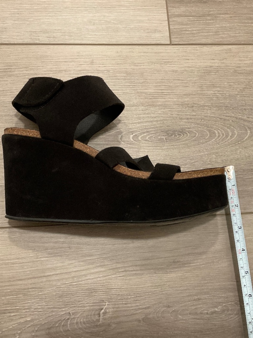 PEDRO GARCIA Wedge Platform Black Suede Sandals Size 9 EU 39 - Picture 11 of 12
